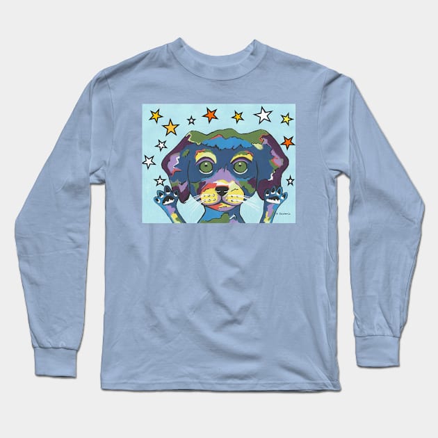 PET Store Puppy Pick Me Dog Painting - Cute Dog Art Long Sleeve T-Shirt by SartorisArt1